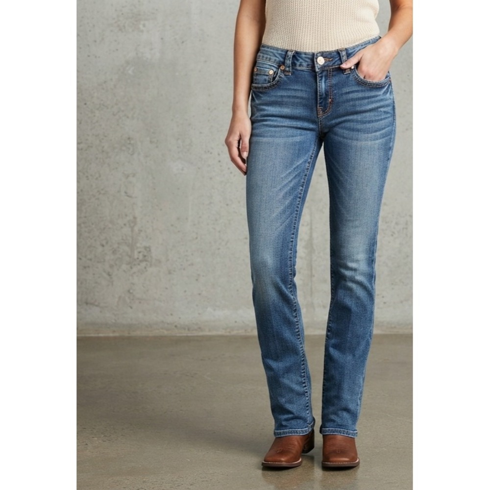 Rock & Roll Cowgirl Medium Wash Boyfriend Western Denim Jeans 26 x 32